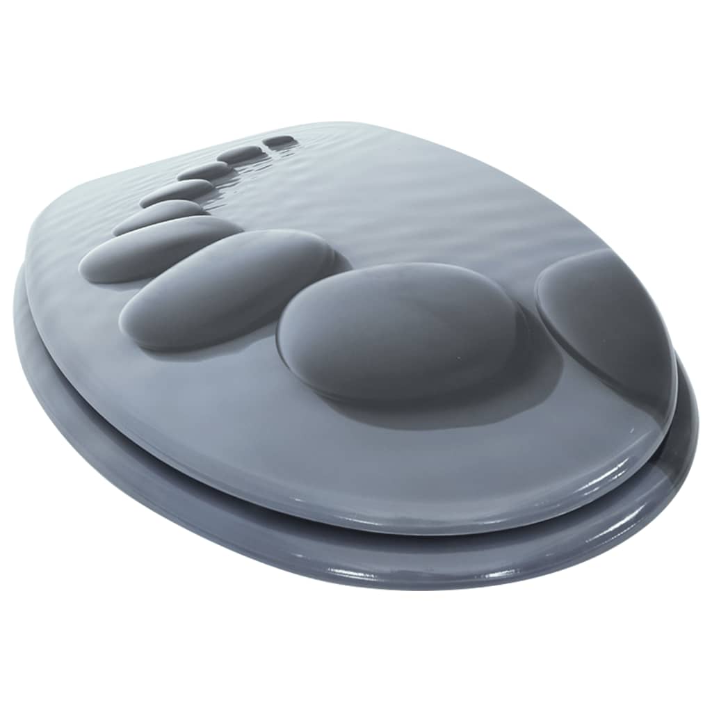 vidaXL Κάλυμμα Λεκάνης με Καπάκι Soft Close Σχέδιο Πέτρες από MDF