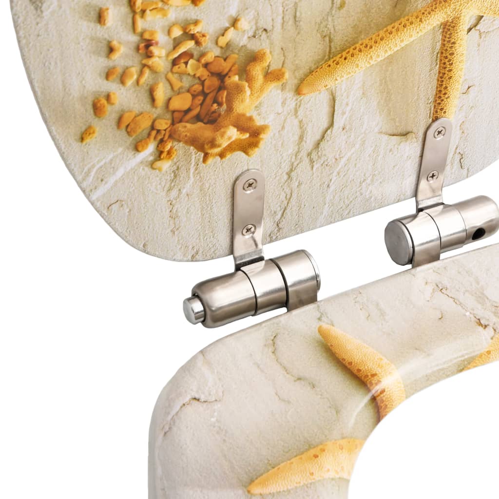 vidaXL Κάλυμμα Λεκάνης με Καπάκι Soft Close Σχέδιο Αστερίες από MDF