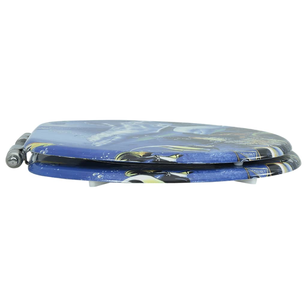 vidaXL Κάλυμμα Λεκάνης με Καπάκι Soft Close Σχέδιο Δελφίνια από MDF