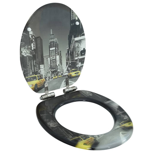 vidaXL Κάλυμμα Λεκάνης με Καπάκι Soft Close Σχέδιο Νέα Υόρκη από MDF