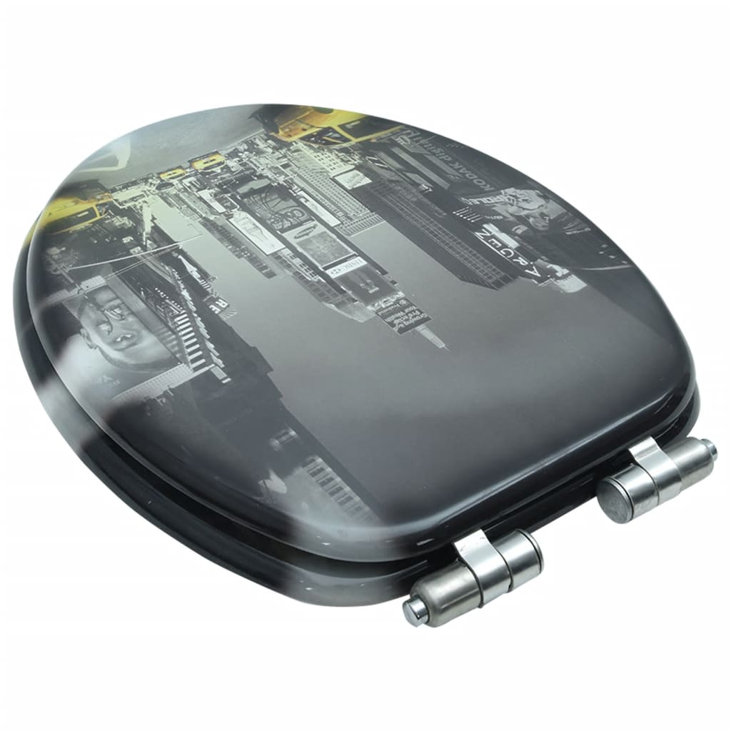 vidaXL Κάλυμμα Λεκάνης με Καπάκι Soft Close Σχέδιο Νέα Υόρκη από MDF