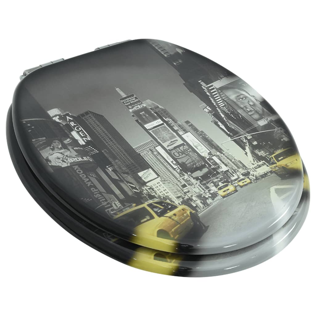 vidaXL Κάλυμμα Λεκάνης με Καπάκι Soft Close Σχέδιο Νέα Υόρκη από MDF