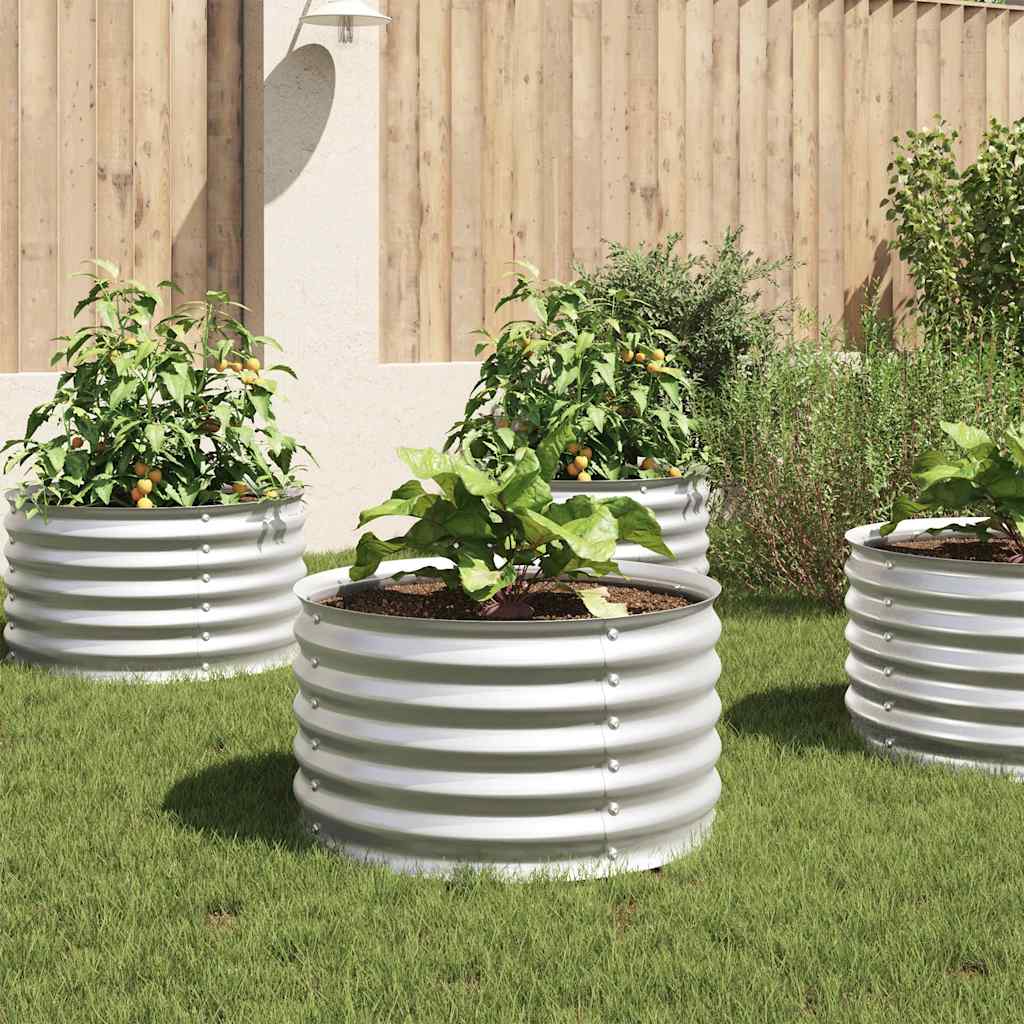 vidaXL Ζαρντινιέρα Υπερυψωμένη Ασημί 80x80x44 εκ. Γαλβανισμ. Χάλυβας