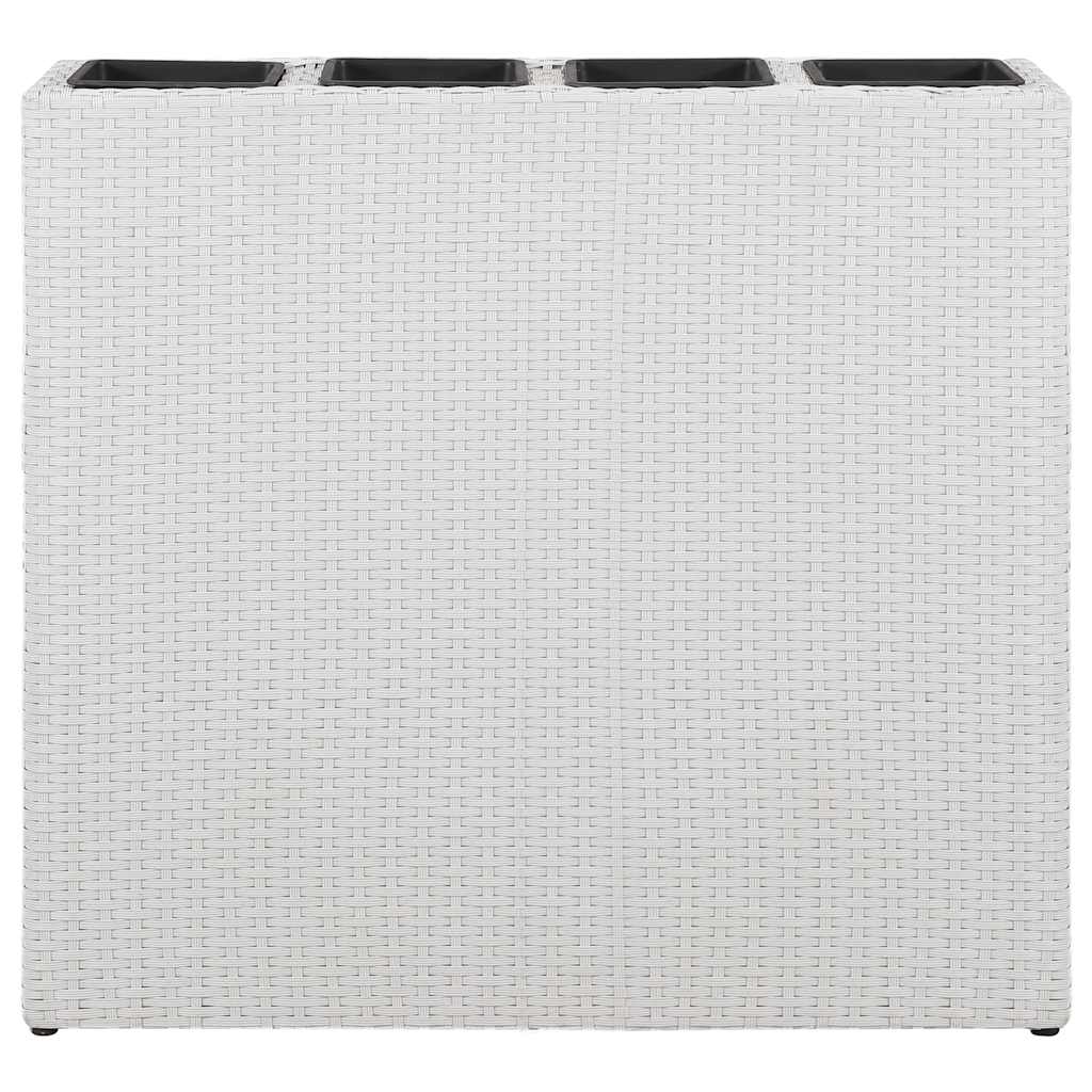 vidaXL Ζαρντινιέρα Υπερυψωμένη με 4 Δοχεία Λευκή από Συνθετικό Ρατάν