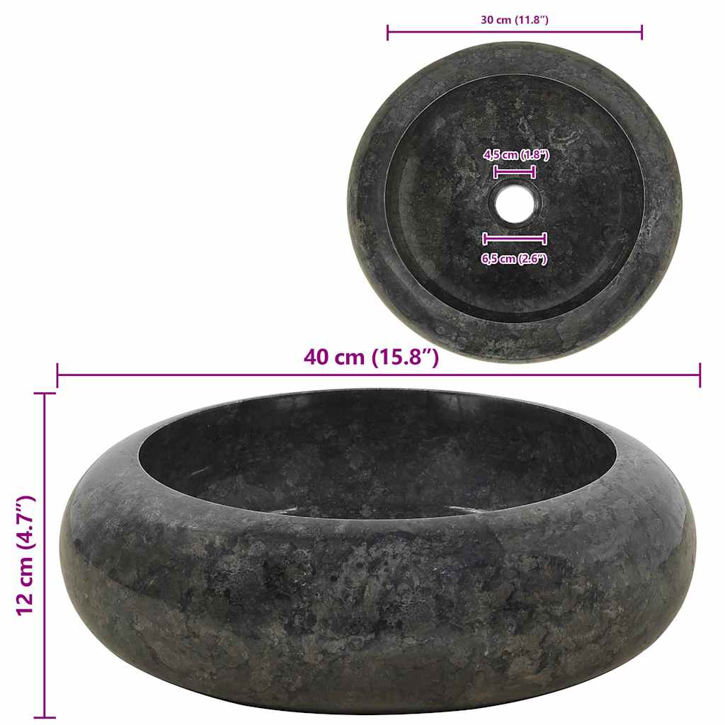 vidaXL Νιπτήρας Μαύρος 45 x 12 εκ. Μαρμάρινος