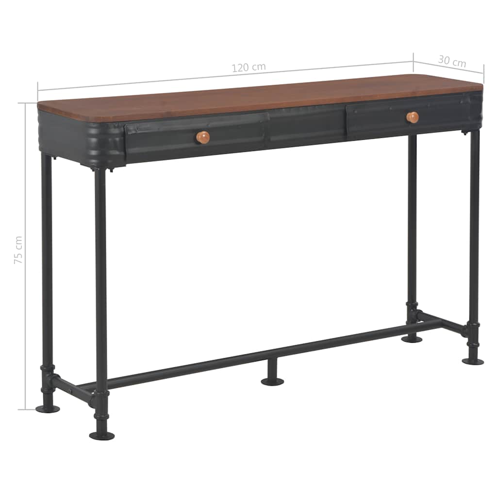 vidaXL Κονσόλα Τραπέζι με 2 Συρτάρια 120x30x75 εκ. Μασίφ Ξύλο Ελάτης