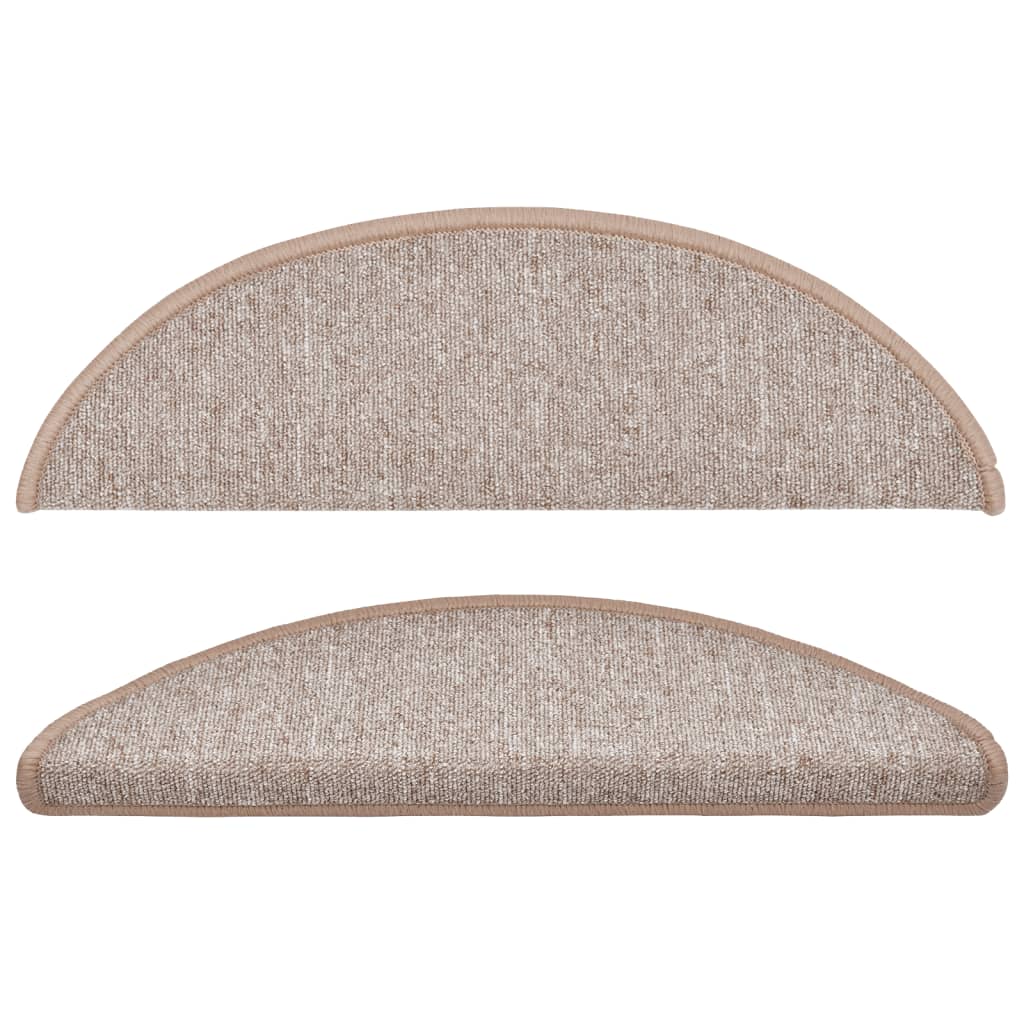 vidaXL Πατάκια Σκαλιών 15 τεμ. Ανοιχτό Καφέ Ημίκυκλα 56x17x3 εκ.