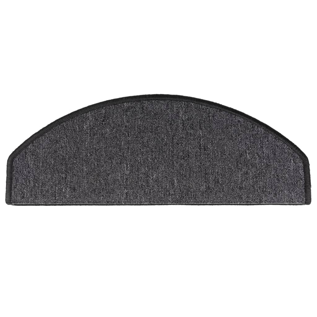 vidaXL Πατάκια Σκαλοπάτια 15 τεμ. Ανθρακί 65x24x4 εκ. Ημίστρογγυλά Μεγάλα