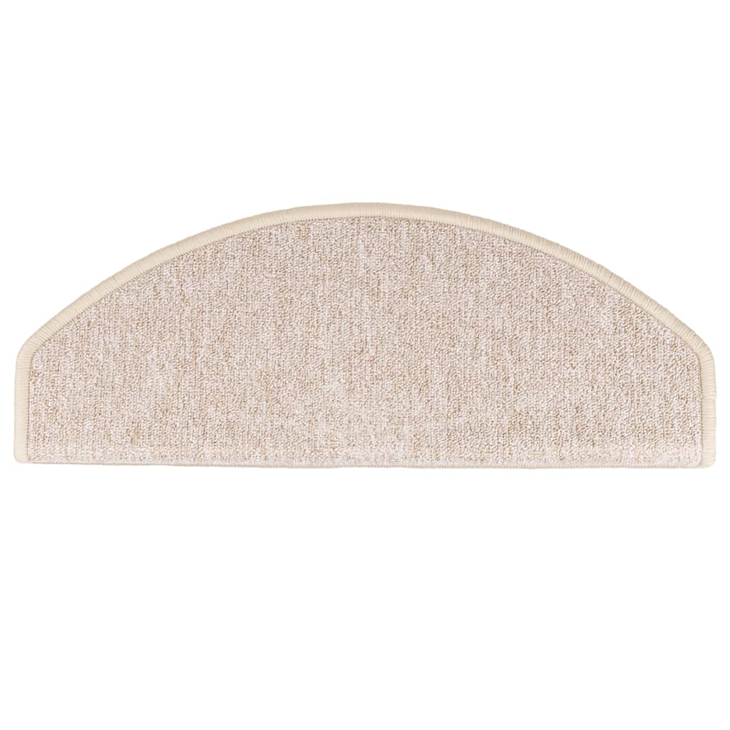 vidaXL Πατάκια Σκαλιών 15 τεμ. Μεγάλα Μπεζ-Μπεζ-Ημί-Στρογγυλά 65x24x4 εκ.