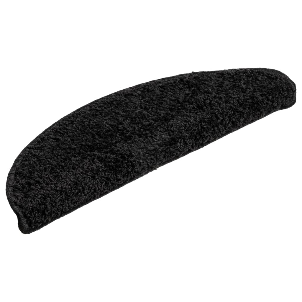 vidaXL Πατάκια Σκάλας Μοκέτα 15 τεμ. Μαύρα 56 x 17 x 3 εκ.