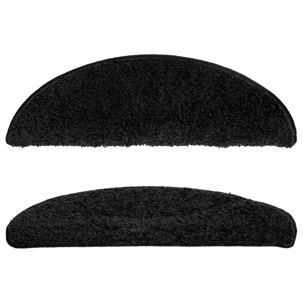 vidaXL Πατάκια Σκάλας Μοκέτα 15 τεμ. Μαύρα 56 x 17 x 3 εκ.