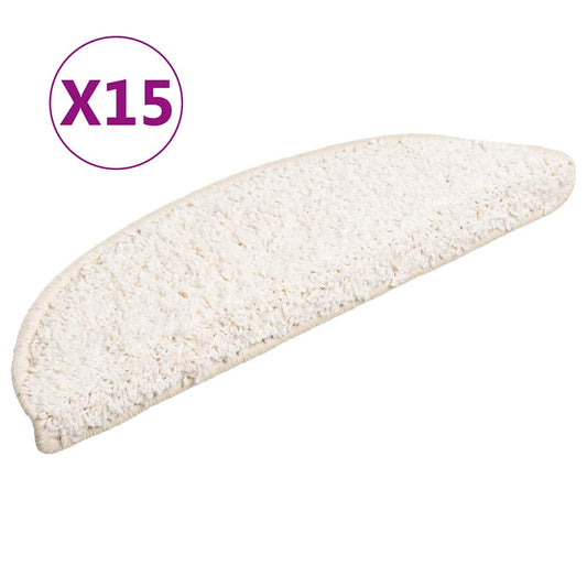vidaXL Πατάκια Σκαλιών 15 τεμ. Λευκά Ημίκυκλα 56x17x3 εκ.