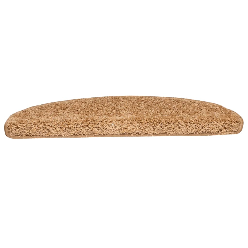 vidaXL Πατάκια Σκαλιών 15 τεμ. Μπεζ Ημίστρογγυλά Μεγάλα 65x21x4 εκ.