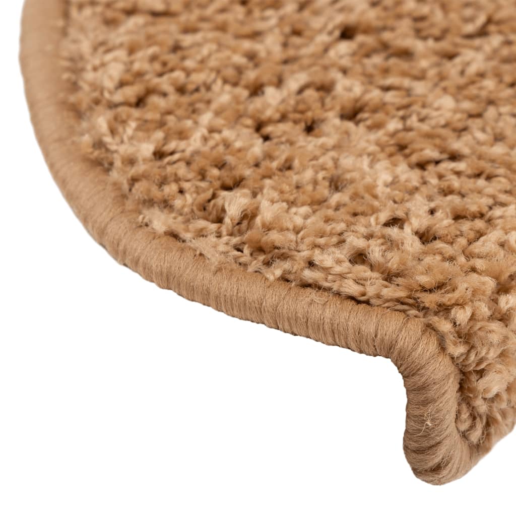 vidaXL Πατάκια Σκαλιών 15 τεμ. Μπεζ Ημίστρογγυλά Μεγάλα 65x21x4 εκ.