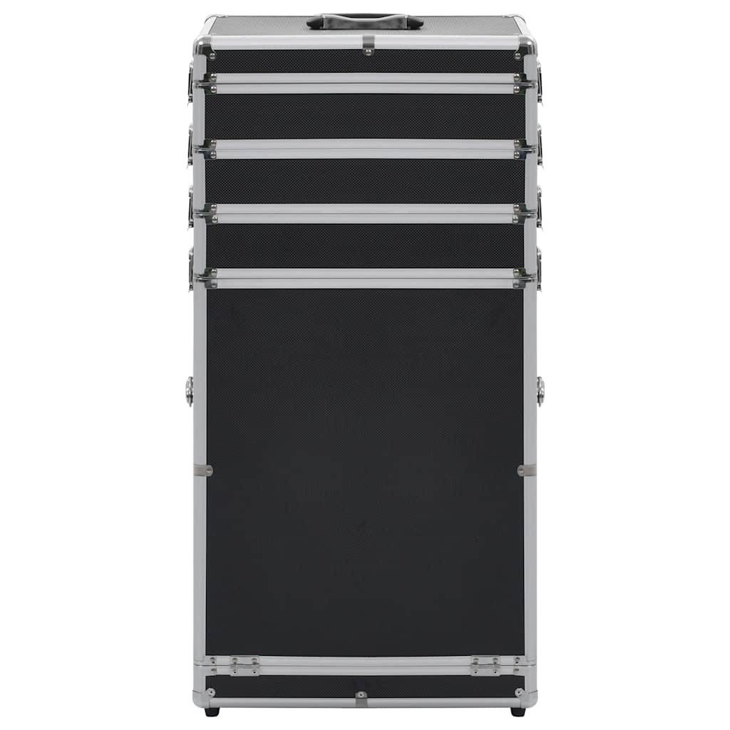 vidaXL Βαλίτσα Μακιγιάζ Τρόλεϊ Μαύρη Αλουμινίου