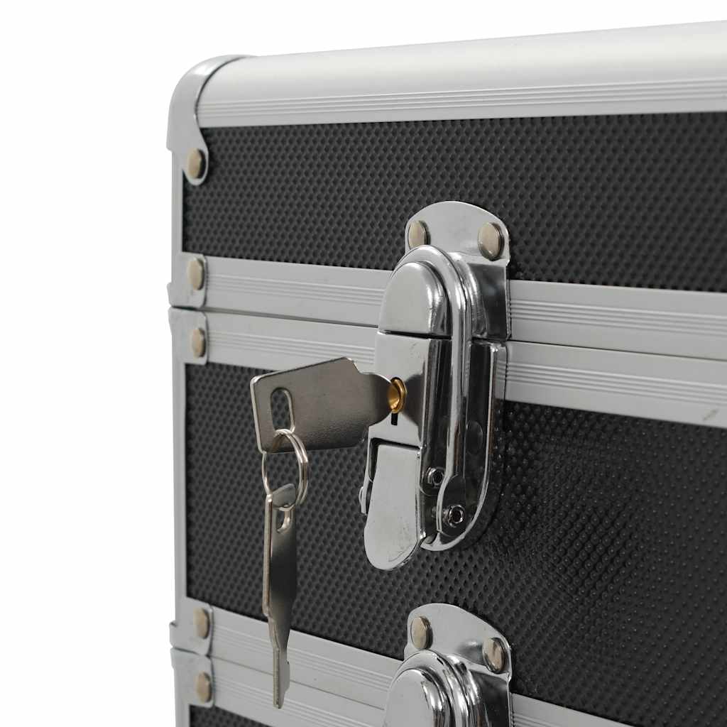 vidaXL Βαλίτσα Μακιγιάζ Τρόλεϊ Μαύρη Αλουμινίου