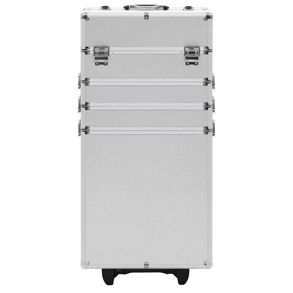 vidaXL Βαλίτσα Μακιγιάζ Τρόλεϊ Ασημί Αλουμινίου