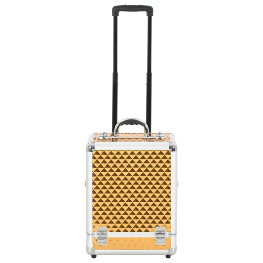vidaXL Βαλίτσα Μακιγιάζ Τρόλεϊ Χρυσή 35x29x45 εκ. από Αλουμίνιο