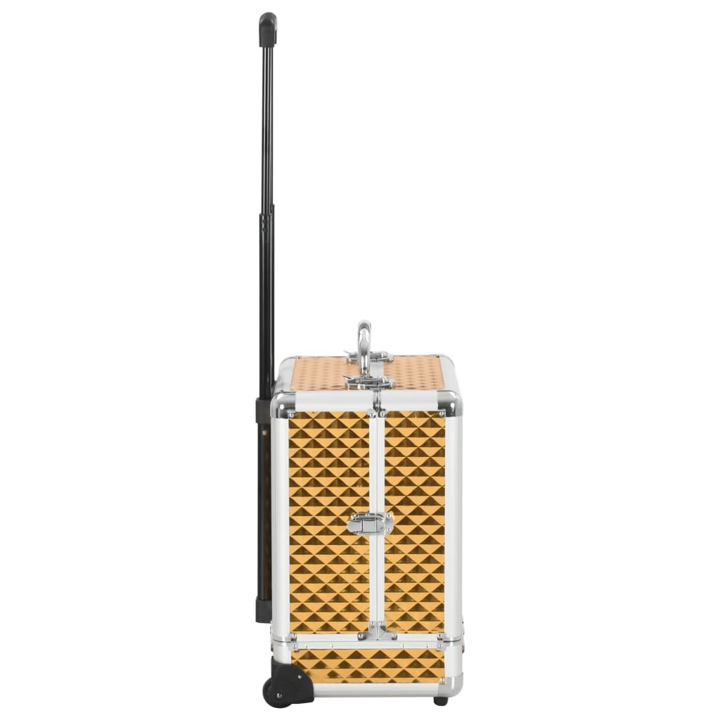 vidaXL Βαλίτσα Μακιγιάζ Τρόλεϊ Χρυσή 35x29x45 εκ. από Αλουμίνιο