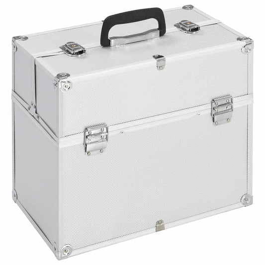 vidaXL Βαλίτσα Μακιγιάζ Ασημί 38x23x34 εκ. Αλουμινίου