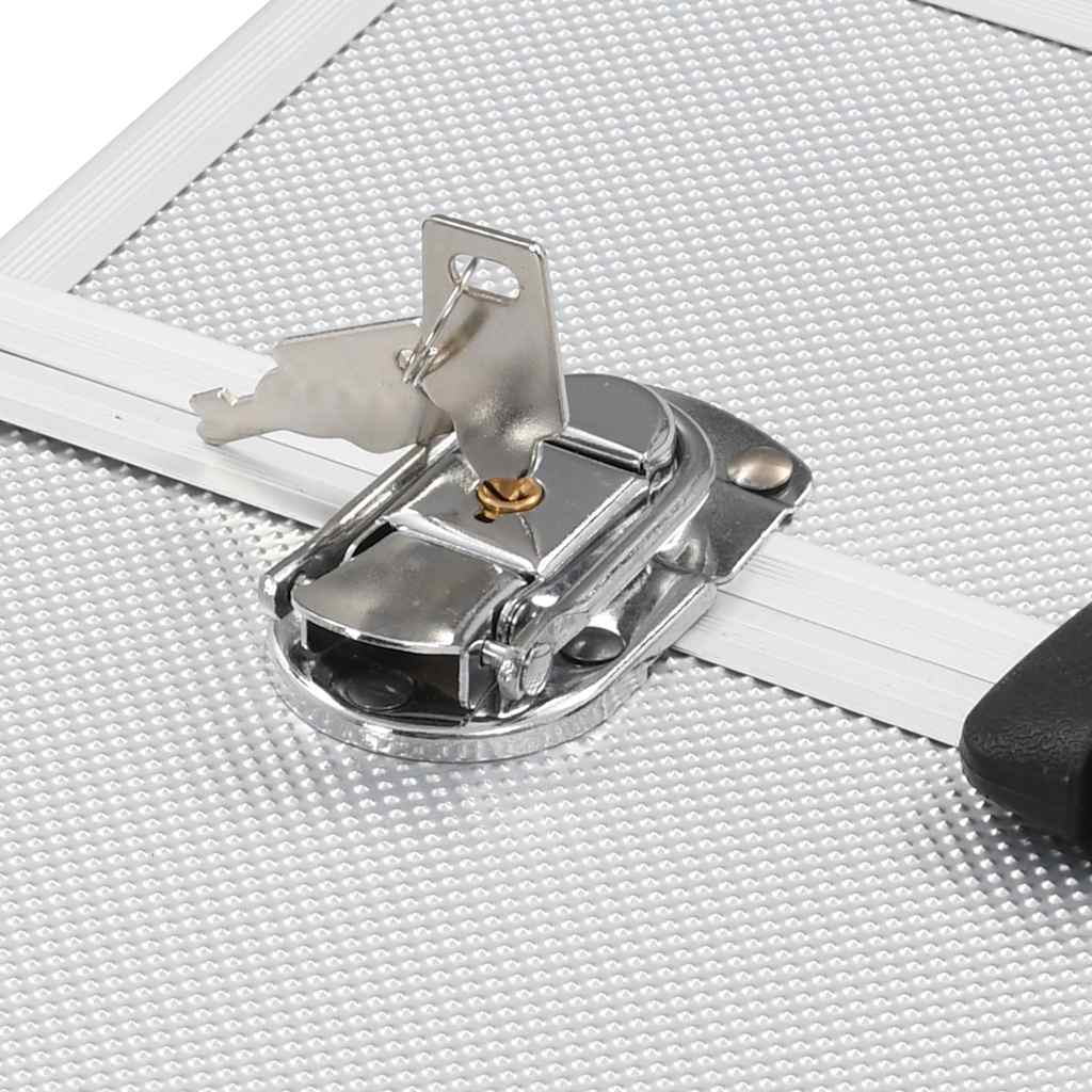 vidaXL Βαλίτσα Μακιγιάζ Ασημί 38x23x34 εκ. Αλουμινίου