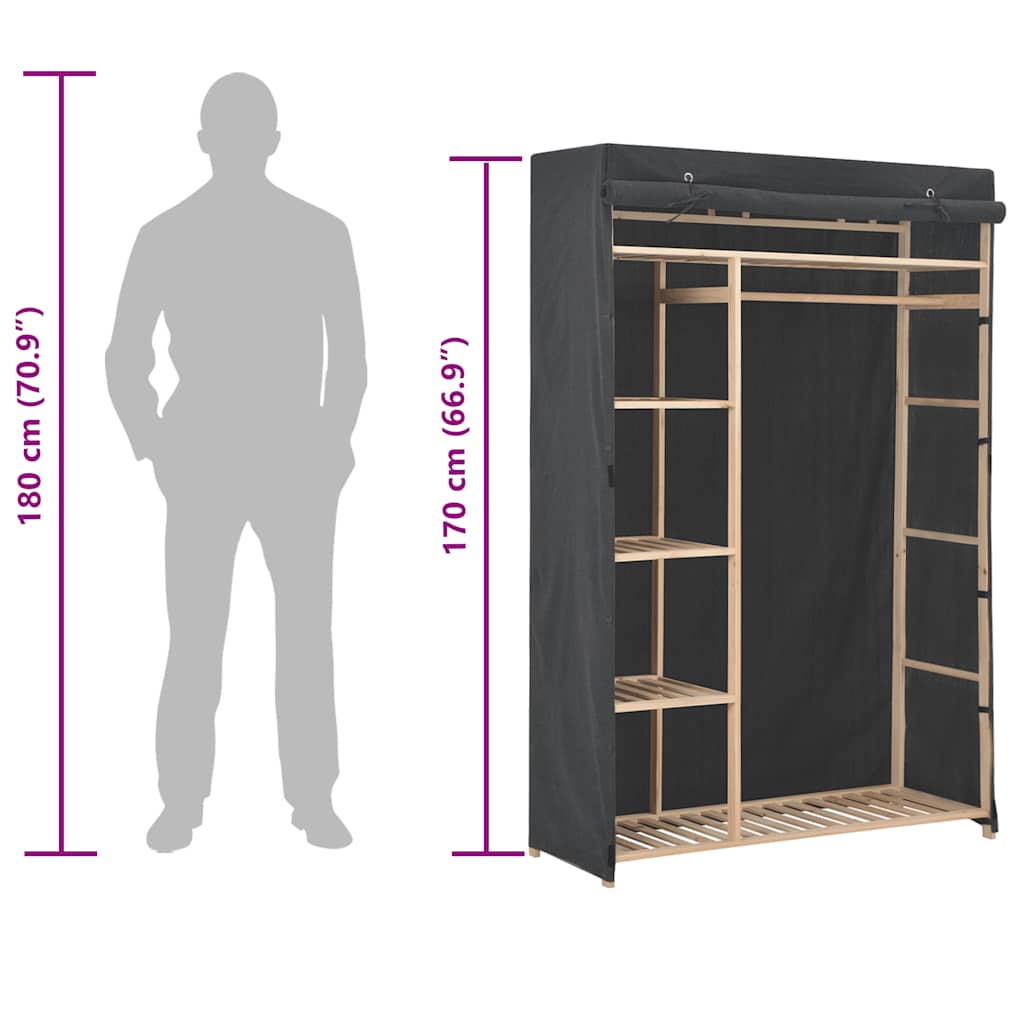 vidaXL Ντουλάπα Γκρι 110 x 40 x 170 εκ. Υφασμάτινη