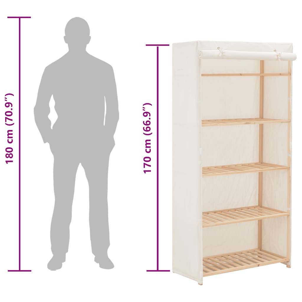 vidaXL Ντουλάπα Λευκή 79 x 40 x 170 εκ. Υφασμάτινη