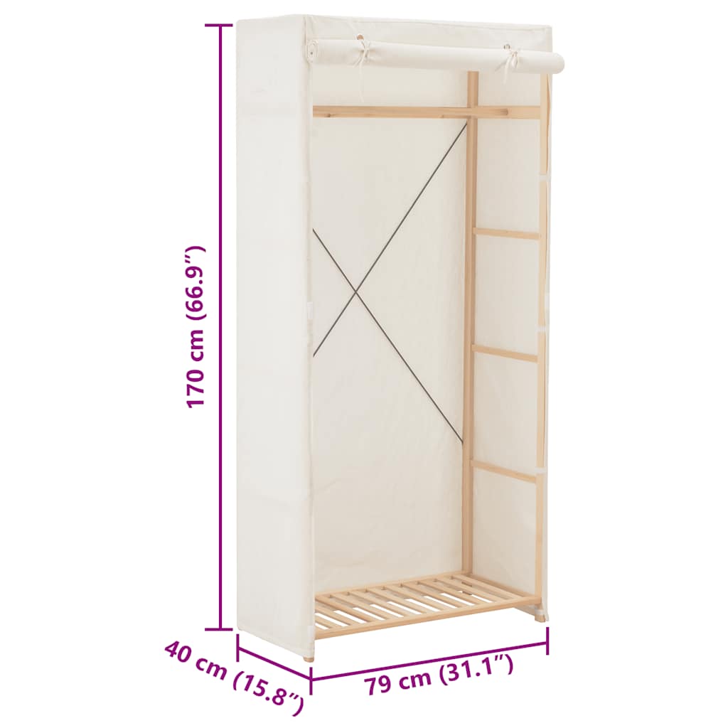 vidaXL Ντουλάπα Λευκή 79 x 40 x 170 εκ. Υφασμάτινη