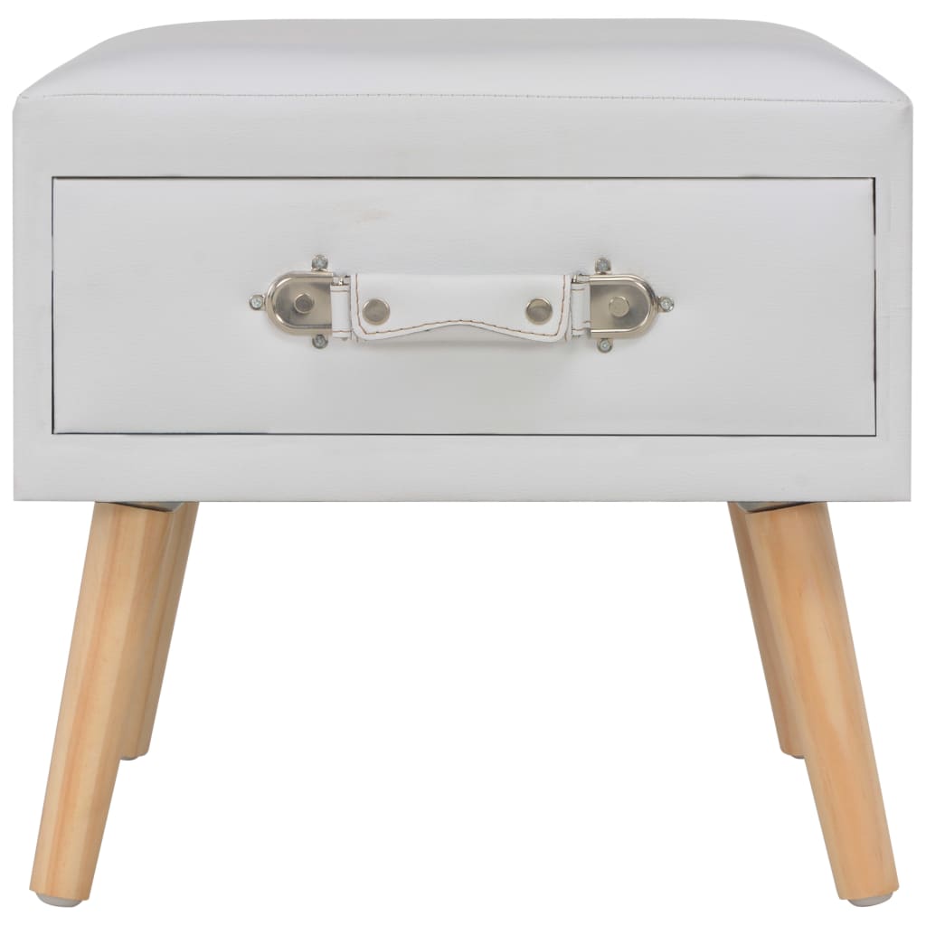 vidaXL Κομοδίνο Λευκό 40 x 35 x 40 εκ. από Συνθετικό Δέρμα