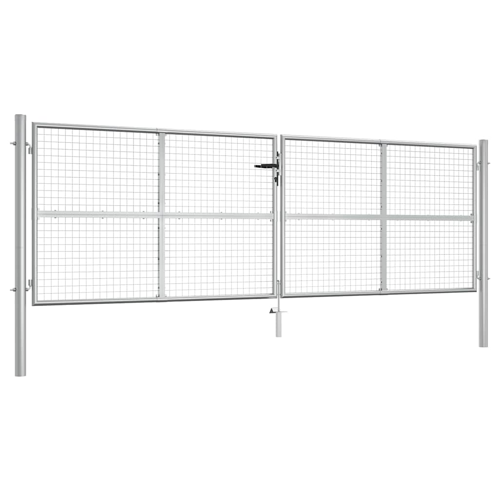 vidaXL Πόρτα Κήπου Ασημί 400x125 εκ. από Γαλβανισμένο Ατσάλι