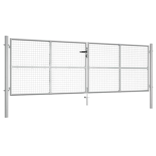 vidaXL Πόρτα Κήπου Ασημί 400x125 εκ. από Γαλβανισμένο Ατσάλι