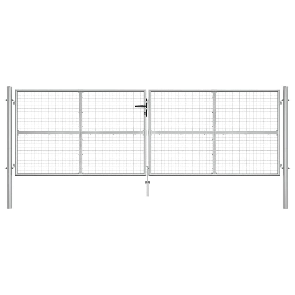 vidaXL Πόρτα Κήπου Ασημί 400x125 εκ. από Γαλβανισμένο Ατσάλι