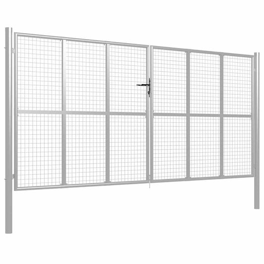vidaXL Πόρτα Κήπου Ασημί 400x175 εκ. από Γαλβανισμένο Ατσάλι