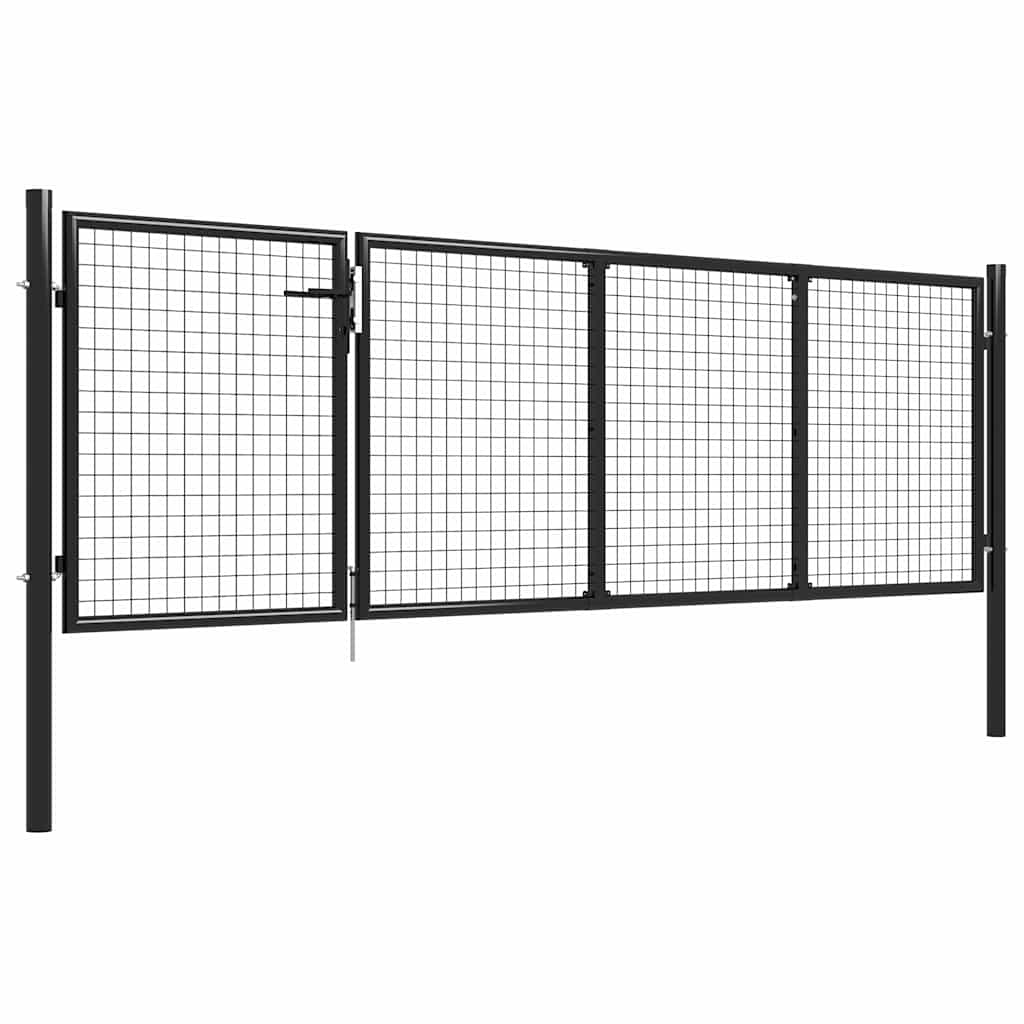 vidaXL Πόρτα Κήπου Ανθρακί Ατσάλινη 350x75 εκ.