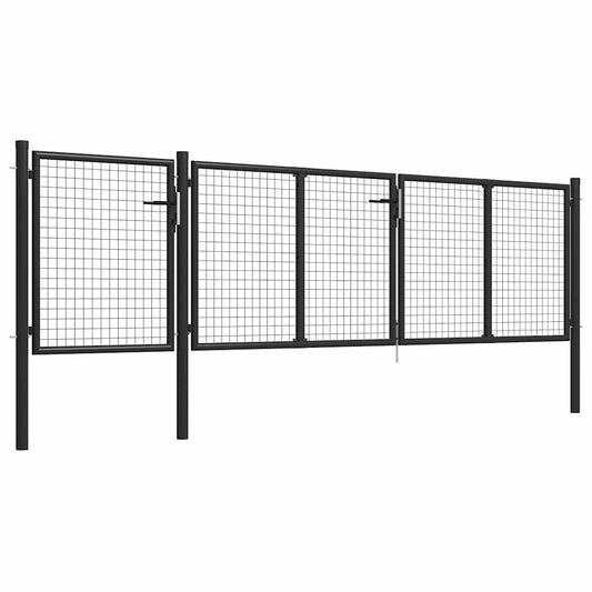 vidaXL Πόρτα Κήπου Ανθρακί 400x100 εκ. από Ατσάλι