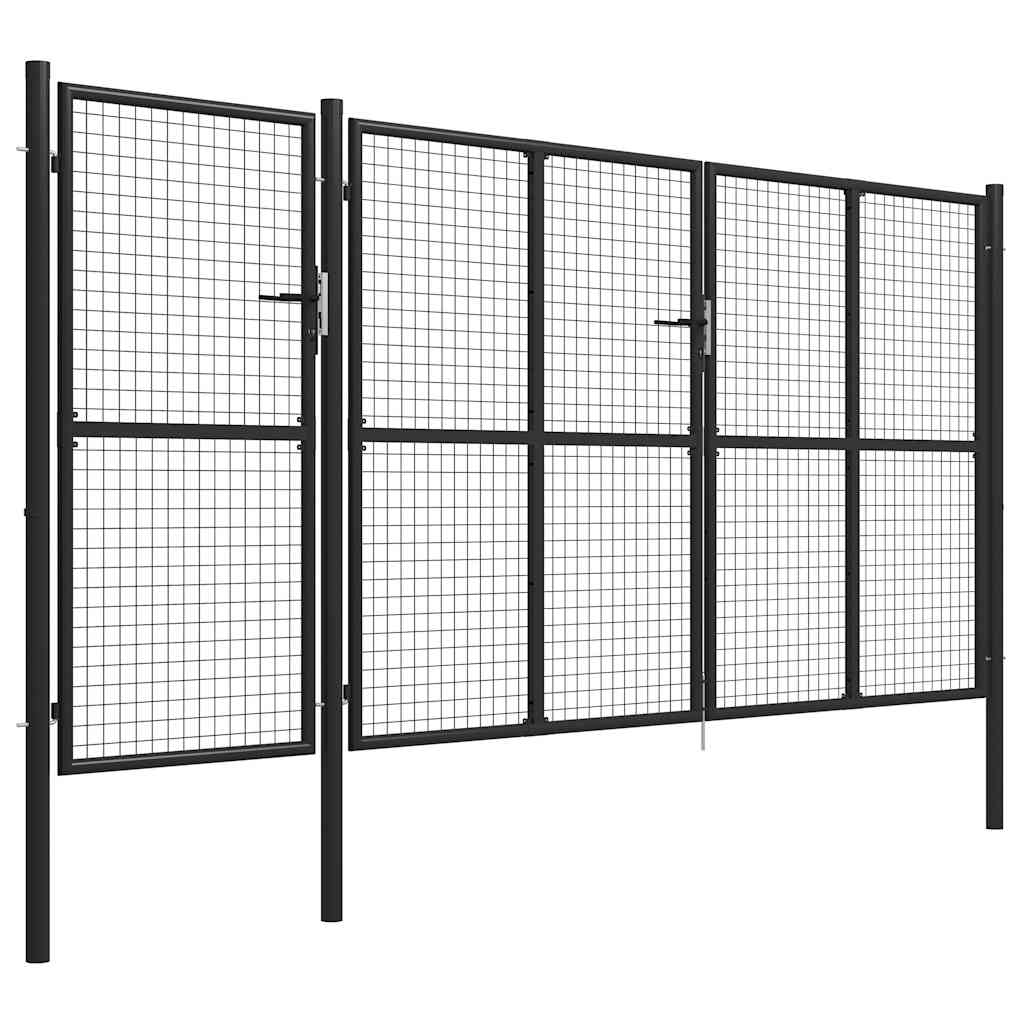 vidaXL Πόρτα Περίφραξης Κήπου Ανθρακί 400 x 150 εκ. Ατσάλινη