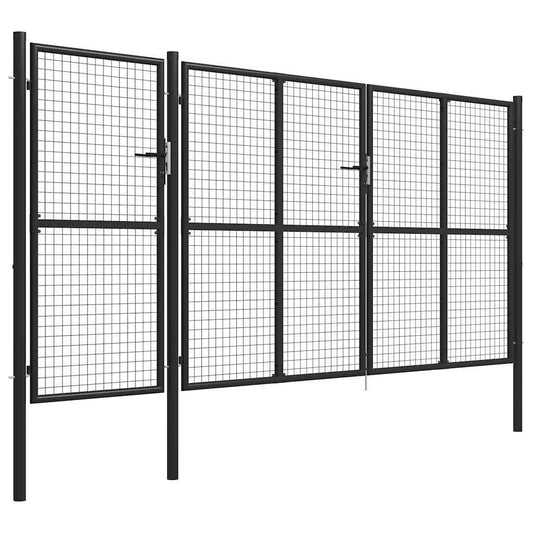 vidaXL Πόρτα Περίφραξης Κήπου Ανθρακί 400 x 150 εκ. Ατσάλινη