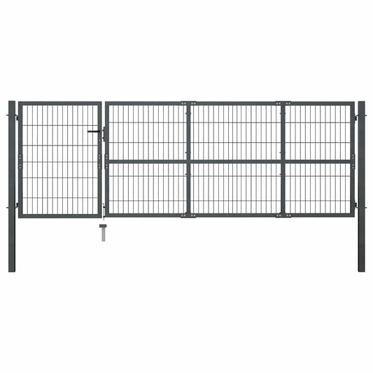 vidaXL Πόρτα Κήπου με Στύλους Ατσάλινη 350x100 εκ. Ανθρακί