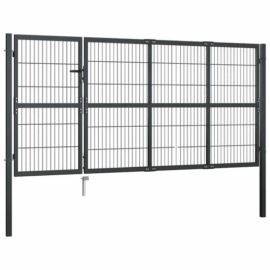 vidaXL Πόρτα Κήπου με Στύλους Ανθρακί Ατσάλι 350x120 εκ.