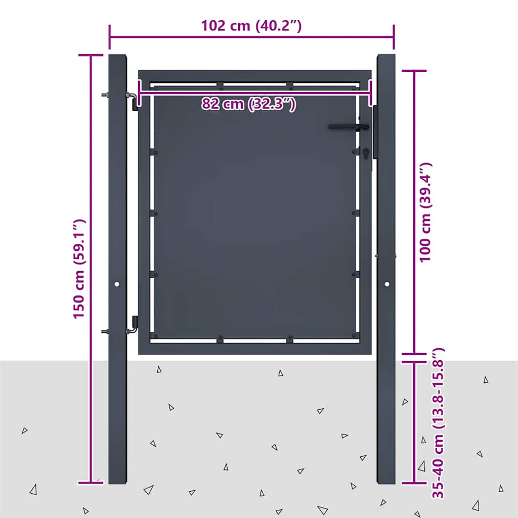 vidaXL Πόρτα Κήπου Ανθρακί 100x100 εκ. από Ατσάλι