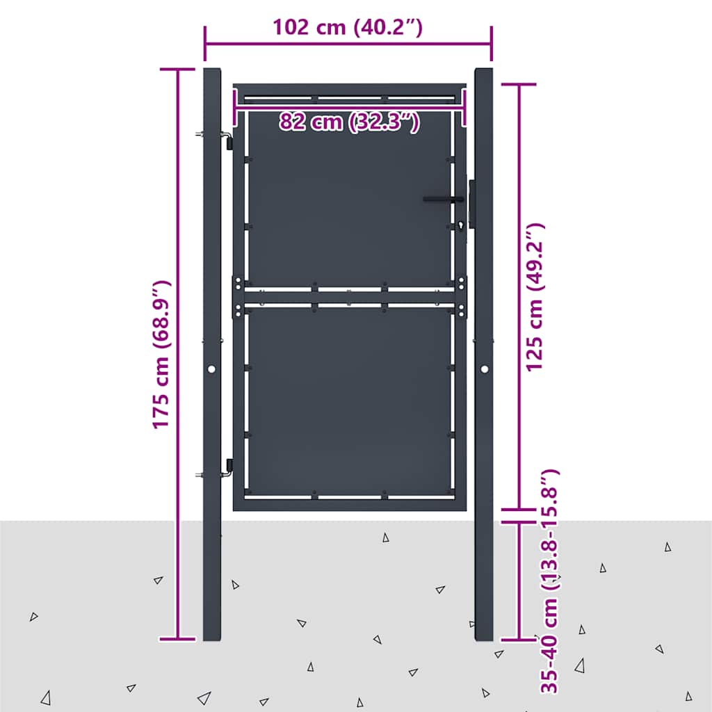 vidaXL Πόρτα Κήπου Ανθρακί 100x125 εκ. από Ατσάλι
