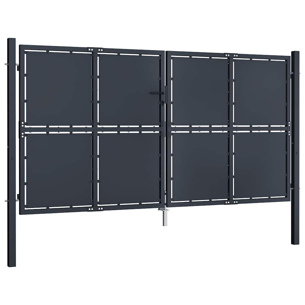 vidaXL Πόρτα Κήπου Ανθρακί 300x125 εκ. από Ατσάλι