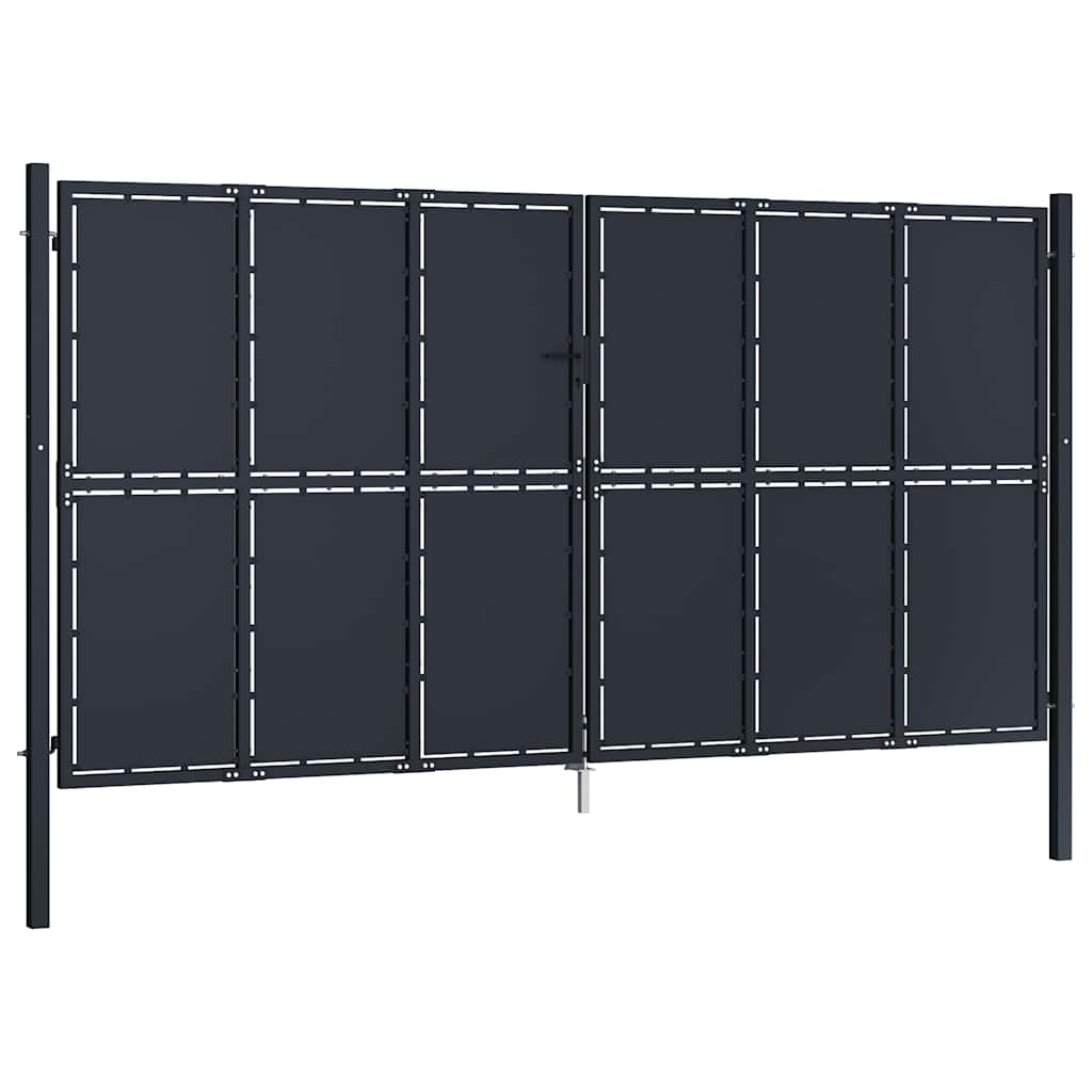 vidaXL Πόρτα Κήπου Ανθρακί 400x175 εκ. από Ατσάλι