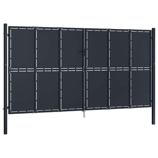 vidaXL Πόρτα Κήπου Ανθρακί 400x175 εκ. από Ατσάλι