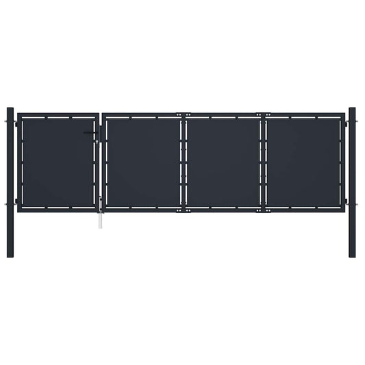 vidaXL Πόρτα Κήπου Ατσάλινη 350x100 εκ. Ανθρακί