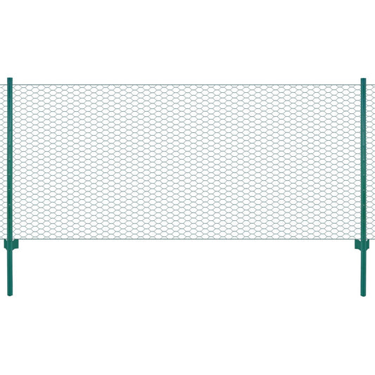 vidaXL Συρματόπλεγμα Περίφραξης Πράσινο 25x0,75 μ. Ατσάλινο με Στύλους