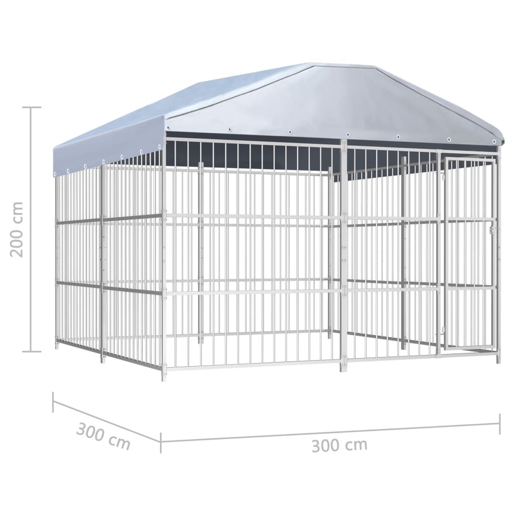 vidaXL Κλουβί Σκύλου Εξωτερικού Χώρου 300 x 300 x 200 εκ. με Στέγαστρο