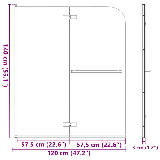 vidaXL Καμπίνα Μπανιέρας με 2 Πάνελ Πτυσσόμενη 120 x 140 εκ. από ESG