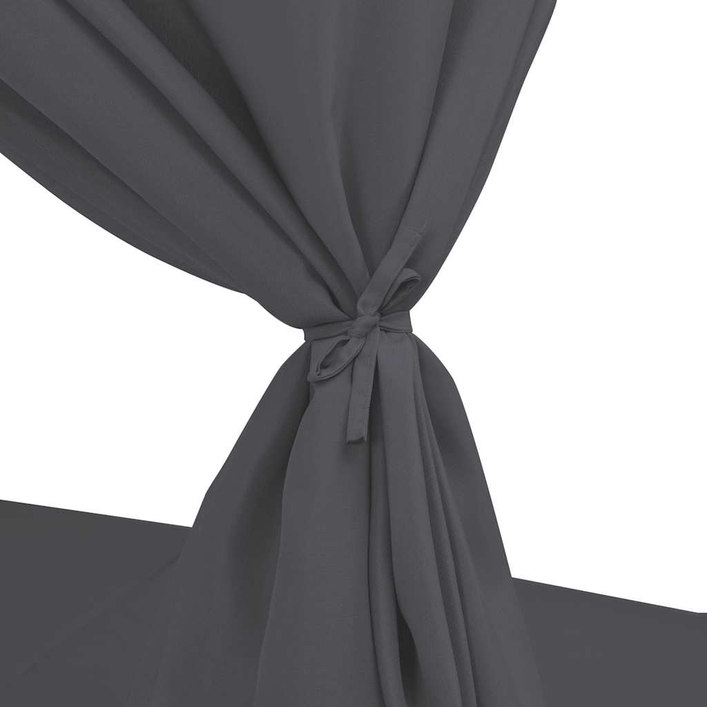 vidaXL Ξαπλώστρα Διπλή Γκρι από Συνθετικό Ρατάν με Κουρτίνες