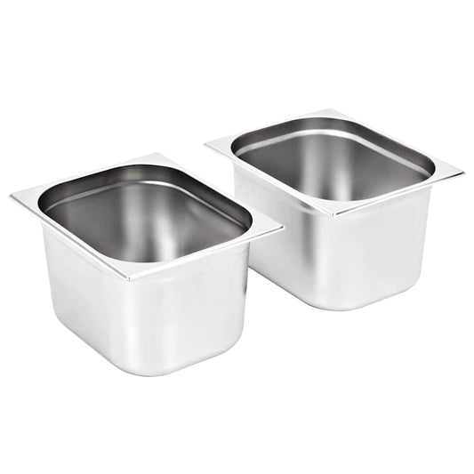 vidaXL Λεκάνες Gastronorm 2 τεμ. GN 1/2 200 χιλ. από Ανοξείδωτο Ατσάλι